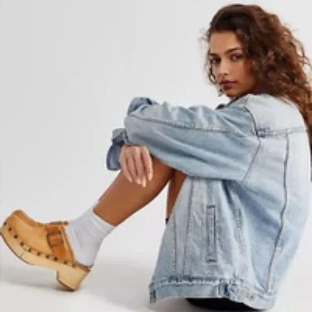 Free People Culver City Wood Leather Platform Clogs